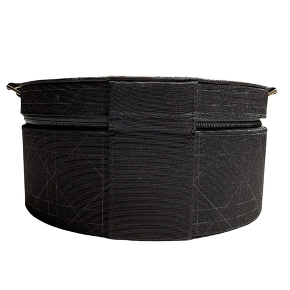 DIOR | Parfums VTG Black Round Travel Makeup Vanity Jewelry Box Case Vacation - Picture 6 of 16